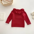 thumbnail image 1 of NAISIBABY Little Girls Sweater, Long Sleeve Soft Warm Ruffles Crewneck Fall Winter Classic Ribble Knit Tops Wine 3T, 1 of 5