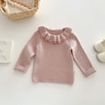 thumbnail image 1 of NAISIBABY Little Girls Sweater, Ruffles Crewneck Long Sleeve Soft Warm Fall Winter Classic Ribble Knit Tops Pink 3T, 1 of 5