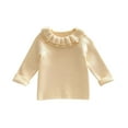 thumbnail image 1 of NAISIBABY Little Girls Sweater, Ruffles Crewneck Soft Warm Long Sleeve Fall Winter Classic Ribble Knit Tops Beige 4T, 1 of 5