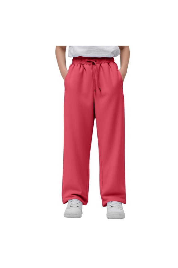 Little and Big Boys Sweatpants, Active Fit with Pockets Drawstring Winter Thicken Sports Pants Wine 5T