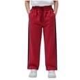 thumbnail image 1 of NAISIBABY Little and Big Boys Sweatpants, Drawstring Active Fit with Pockets Winter Fleece School Pants Wine 12T, 1 of 5