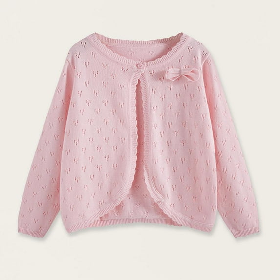 NAISIBABY Little and Big Girls Cardigan 7T, Long Sleeve Ruffles Button Lightweight Shrug Dress Cover Up Sweater Pink(7-16T)