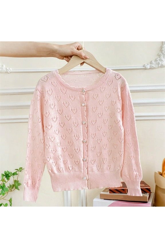 Little and Big Girls Cardigan, Lightweight Floral Shrug Long Sleeve Dress Cover Up Sweater Pink 4T