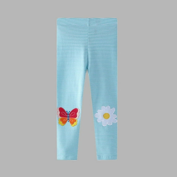 NAISIBABY Little and Big Girls Leggings, Slim Fit Soft Stretch High Waist Cotton Tight Pants Light Blue 6T