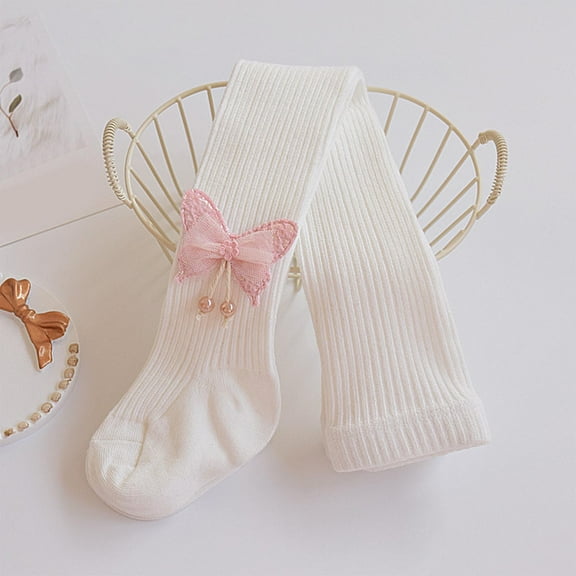 NAISIBABY Little and Big Girls Pantyhose, High Waist Fall Winter Cotton Stretch Uniform Dance Leggings Tights White 8T