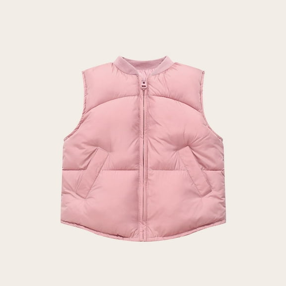 NAISIBABY Little and Big Girls Puffer Vest, Fashion Zip-Up with Pockets Sleeveless Fall Winter Thermal Coat Pink 9T
