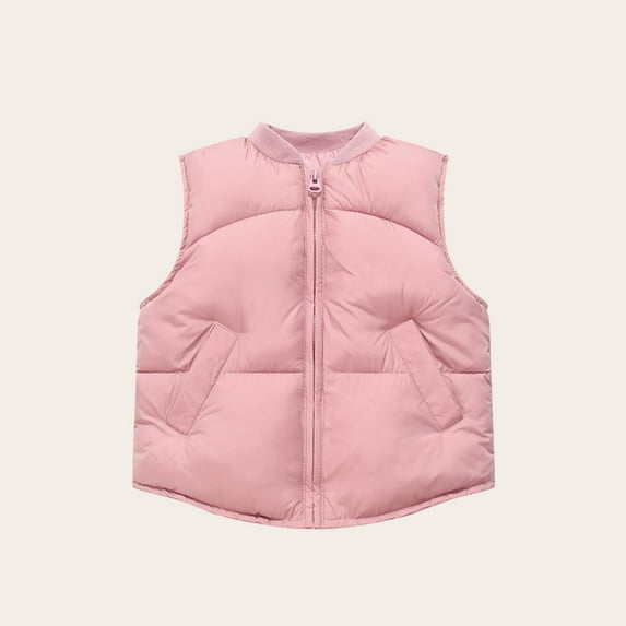 NAISIBABY Little and Big Girls Puffer Vest, Sleeveless Fashion Zip-Up with Pockets Fall Winter Thermal Coat Pink 7T