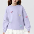 thumbnail image 1 of NAISIBABY Little and Big Girls Sweatshirt, Crewneck Cute Bowknot Long Sleeve Kids Pullover Tops Purple 11T, 1 of 5