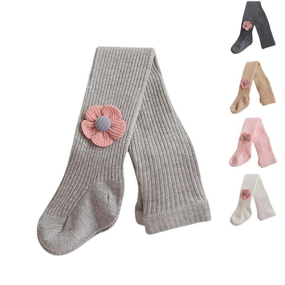 NAISIBABY Little and Big Girls Tights, Cotton Stretch Floral High Waist Uniform Dance Leggings Pantyhose Gray 6T