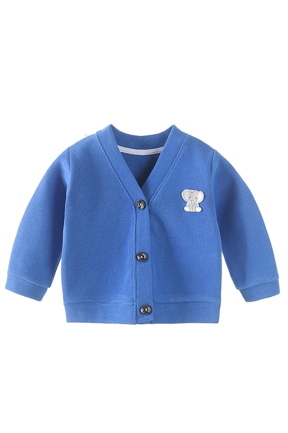 Long Sleeve Cardigan for Boys Girls Casual Open Front Outerwear Fall & Winter Sweater Top Blue Size 0-9M