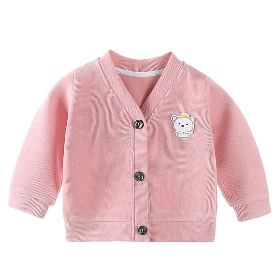 NAISIBABY Long Sleeve Cardigan for Boys Girls Casual Open Front Outerwear Fall & Winter Sweater Top Pink Size 8