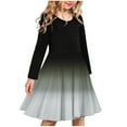 thumbnail image 1 of NAISIBABY Long Sleeve Dress for Girls, Gradient Stretchy Crew Neck A-Line Training Dance Ballet Dress Black 7-8T, 1 of 2