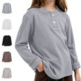 thumbnail image 1 of NAISIBABY Long Sleeve T-Shirt for Girls,Crew Neck Solid Color Lightweight Casual Top Brown Size 3T, 1 of 9