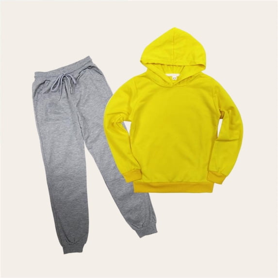 NAISIBABY Outfit Sets for Girls, Comfy Pullover Elastic Waist Long Sleeved Hooded Sweatshirt With Sweatpants Yellow Size 3 T