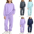thumbnail image 1 of NAISIBABY Outfit Sets for Girls Size 8,Long Sleeve Crew Neck Sweatshirt +Pants Fall 2-Piece Set Purple, 1 of 7