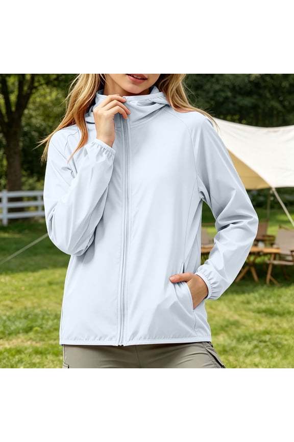 Outwear Jackets for Girls UPF50+ Lightweight Breathable Sun Protective Jacket White Size 8