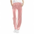 thumbnail image 1 of NAISIBABY Pants for Girls 10T, Straight Leg Drawstring with Pockets Casual Fashion Workout Velvet Pants Pink(5-15T), 1 of 6