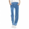 thumbnail image 1 of NAISIBABY Pants for Girls, Straight Leg with Pockets Drawstring Casual Fashion Workout Velvet Pants Blue 5T, 1 of 6