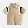 thumbnail image 1 of NAISIBABY Polo Shirt for Boys, Dress Shirt Short Sleeve Color Block Summer Casual Cotton Clothes Khaki 9-10T, 1 of 9
