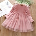thumbnail image 1 of NAISIBABY Princess Dress for Girls, Ruffled Long Sleeve Mesh Fluffy Crewneck Cute Party Dress Pink 2-3T, 1 of 1