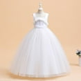 thumbnail image 1 of NAISIBABY Princess Dress for Girls, Sleeveless Long Length Elegant Mesh Birthday Wedding Party Pageant Floral Dress White 12T, 1 of 9