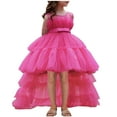 thumbnail image 1 of NAISIBABY Princess Dress for Girls, Sleeveless Tulle Mesh Long Hem Kids Wedding Party Performance Floral Dress Hot Pink 8T, 1 of 7