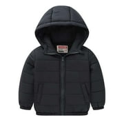 NAISIBABY Puffer Jacket for Kids, Lightweight Solid Color Pocekets Boys Girls Hooded Winter Quilted Coat Black 7-8T