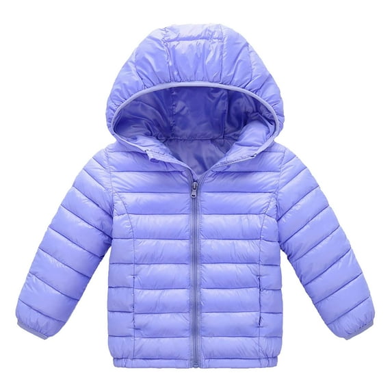 NAISIBABY Puffer Jackets for Boys Girls, Solid Color Hooded Lightweight Kids Winter Warm Outwear Sky Blue 2-3T