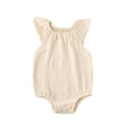 thumbnail image 1 of NAISIBABY Romper for Baby Girls, Cotton Breathable Ruffles Sleeve Crewneck Summer Infant Bodysuit Beige 9-12Months, 1 of 7