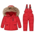 thumbnail image 1 of NAISIBABY Snowsuit for Kids, Boys Girls Waterproof Jumpsuit Thicken Outdoor Snow Bib Clothes Set Red 3-4T, 1 of 8