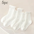 thumbnail image 1 of NAISIBABY Socks for Girls, Cute Ruffles Stretchy Breathable Mid-Tube Cotton Soft Socks 5 Pack White 9T, 1 of 3