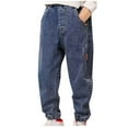 thumbnail image 1 of NAISIBABY Straight Jeans for Boys, Stretch High Waist Thicken Kids Casual Fashion Denim Blue 14-15T, 1 of 7