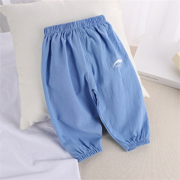 NAISIBABY Summer Baby Boys Girls Solid Color Trousers, Kids Cute Mosquito Repellent Sports Pants Blue 3T