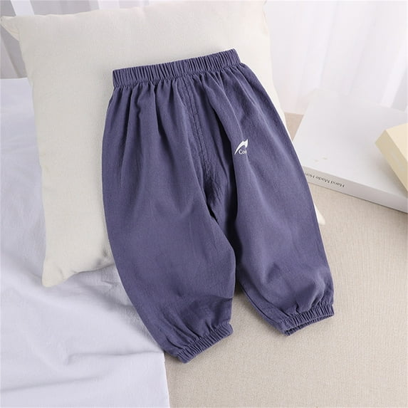 NAISIBABY Summer Baby Boys Girls Solid Color Trousers, Kids Cute Mosquito Repellent Sports Pants Blue 3T