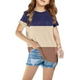 thumbnail image 1 of NAISIBABY Summer Girls Short Sleeve Printed T-Shirt, Kids Round Neck Casual Daily Versatile Tops Navy 4-5T, 1 of 4
