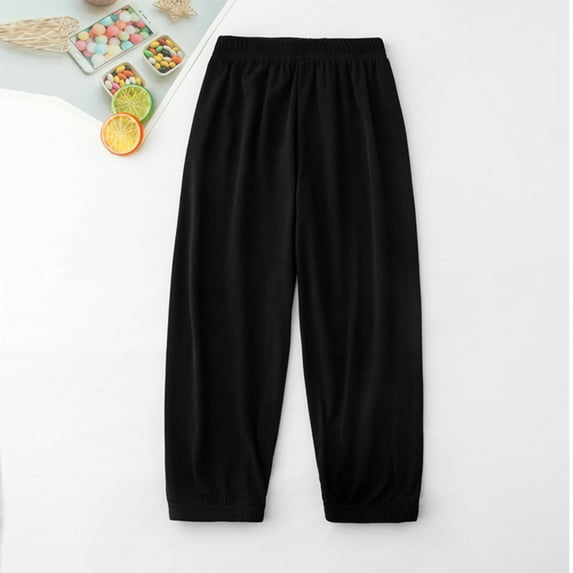 NAISIBABY Summer Kids Girls Boys Thin Ankle Pants, Child Mid High Waisted Soft Mosquito Repellent Pants Black 4T