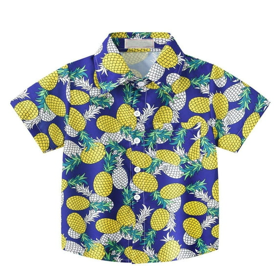 NAISIBABY Summer Kids Printed Beach Short Sleeve T-Shirt, Toddler Boys Lapel Collar Fashion Top Yellow 11 T