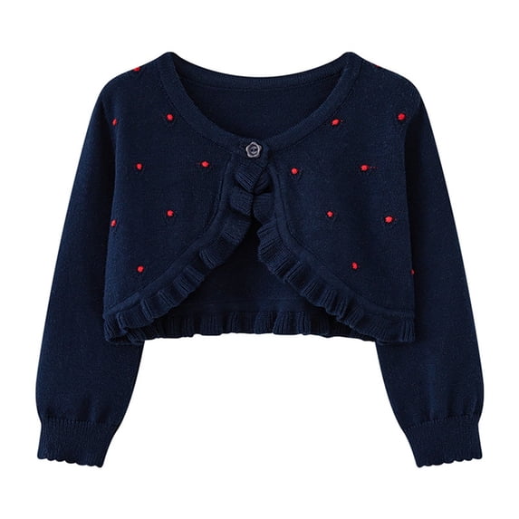 NAISIBABY Sweater Cardigan for Girls, Autumn Winter Casual Long Sleeve Open Front Outwear Coat Navy Size 0-9M