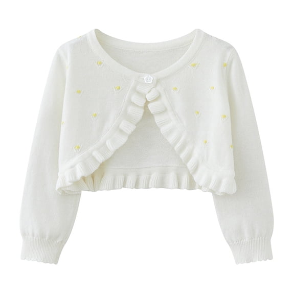 NAISIBABY Sweater Cardigan for Girls, Autumn Winter Casual Long Sleeve Open Front Outwear Coat White Size 3