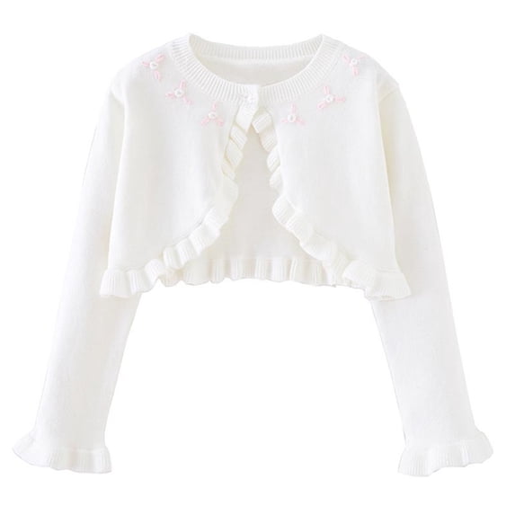 NAISIBABY Sweater Cardigan for Girls Crewneck Autumn Casual Long Sleeve Lightweigh Outwear Coat White Size 3T