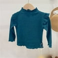 thumbnail image 1 of NAISIBABY Sweater for Kids Girls, Long Sleeve High Neck Fashion Ruffled Solid Pulover Knit Tops Blue 5-6T, 1 of 3