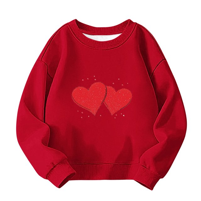 NAISIBABY Sweatshirt for Boys Girls (1-13T), Fleece Lined Heart Prints Long Sleeve Valentine's Day Pullover Hoodie Tops Red 8T