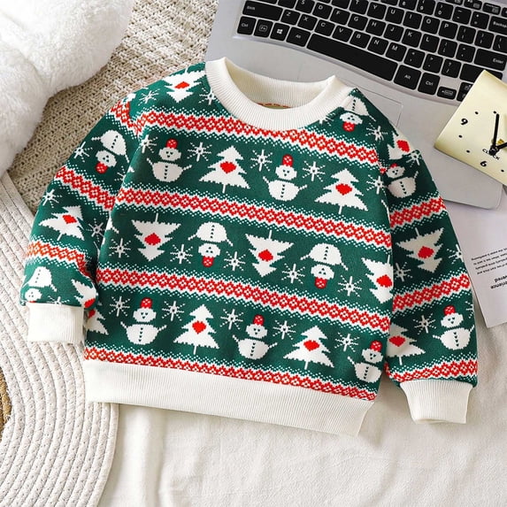 NAISIBABY Sweatshirt for Boys Girls, Crew Neck Long Sleeve Plush Thicken Fall Winter Casual Tops Green 6-7T
