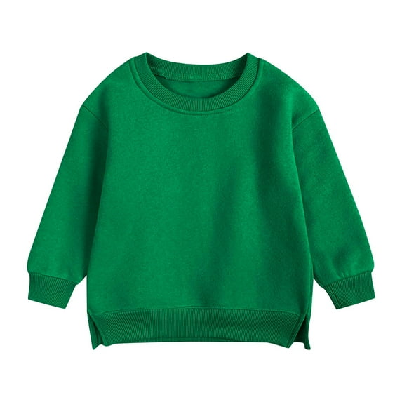 NAISIBABY Sweatshirts for Boys Girls, Long Sleeve Solid Color Crewneck Plush Casual Tops Green 12-24Months