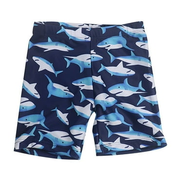 NAISIBABY Swim Trunks for Boys, Stretch Elastic Waist Quick Dry Graphic Beach Bathing Swim Shorts Blue 6-7T