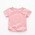 thumbnail image 1 of NAISIBABY T-Shirt for Girls, Short Sleeve Crewneck Solid Color Casual Cotton Tee Pink 3-4T, 1 of 9