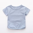 thumbnail image 1 of NAISIBABY T-Shirt for Girls, Solid Color Crewneck Short Sleeve Casual Cotton Tee Blue 6-12Months, 1 of 9