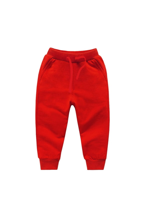 Toddler Baby Boys Girls Candy Color Solid Pants, Kids Leggings Casual Sports Pants Red 12-18 Months