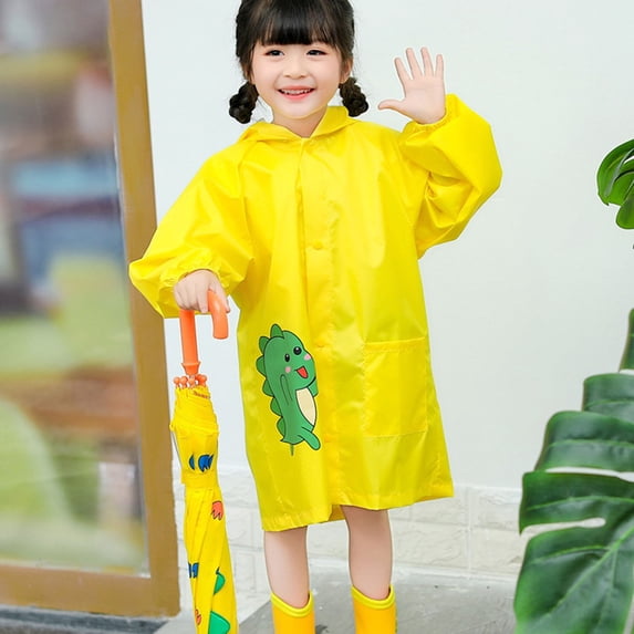 NAISIBABY Toddler Baby Boys Girls Cute Solid Color Rainwear, Kids Waterpoof Rain Hooded Jacket Coat Raincoat with Storage Bag Yellow 2 T