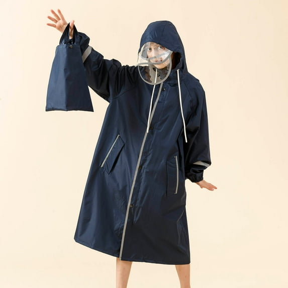 NAISIBABY Toddler Baby Boys Girls Solid Color Rainwear, Kids Waterpoof Rain Hooded Jacket Coat Raincoat with Storage Bag Navy 14 T